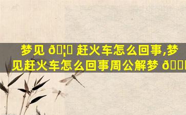 梦见 🦆 赶火车怎么回事,梦见赶火车怎么回事周公解梦 🍁
